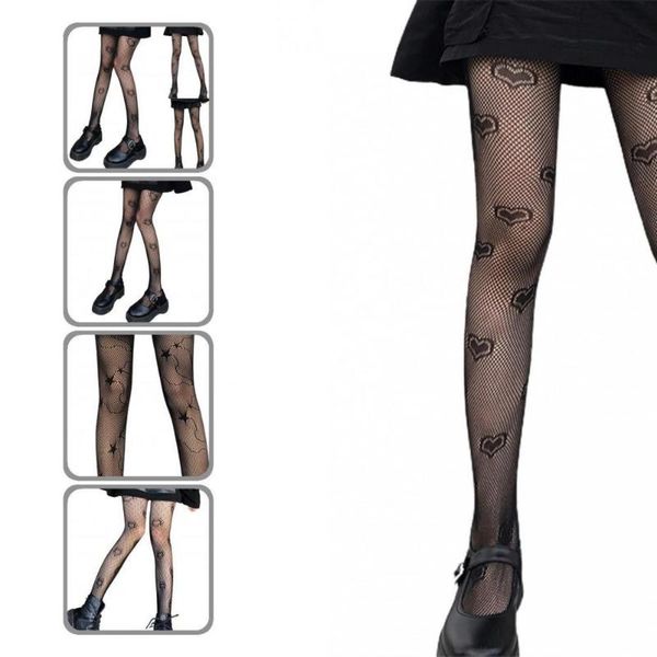 socks & hosiery comfy trendy five-pointed star pattern hollow out stockings leggings mesh pantyhose quick dryling for party, Black;white