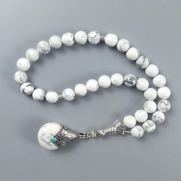 beaded, strands design white howlite 10mm natural stone tasbih with pendant for muslim wedding gift, Black
beaded, strands design white howlite 10mm natural stone tasbih with pendant for muslim wedding gift, Black