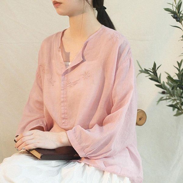 women's blouses & shirts spring summer women loose plus size vintage japan style floral embroidery natural fabric comfortable linen shi, White
women's blouses & shirts spring summer women loose plus size vintage japan style floral embroidery natural fabric comfortable linen shi, White