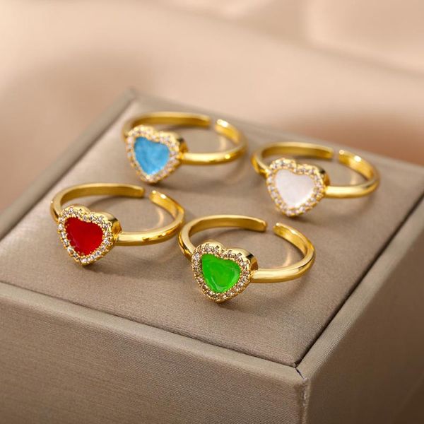 wedding rings colorful love heart zircon opening for women aesthetic sweet drip oil enamel metal gold finger couple jewelry, Slivery;golden
wedding rings colorful love heart zircon opening for women aesthetic sweet drip oil enamel metal gold finger couple jewelry, Slivery;golden