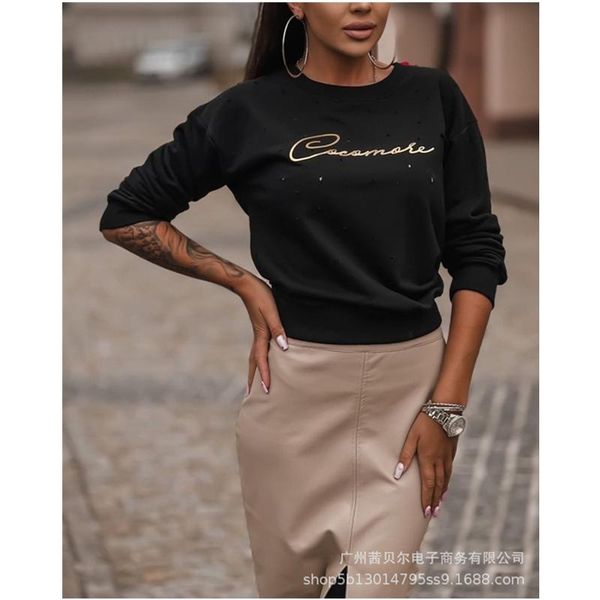 women's t-shirt wepbel elegant letter print hole shirt ladies autumn casual fashion long sleeve o neck sweatshirt, White
women's t-shirt wepbel elegant letter print hole shirt ladies autumn casual fashion long sleeve o neck sweatshirt, White