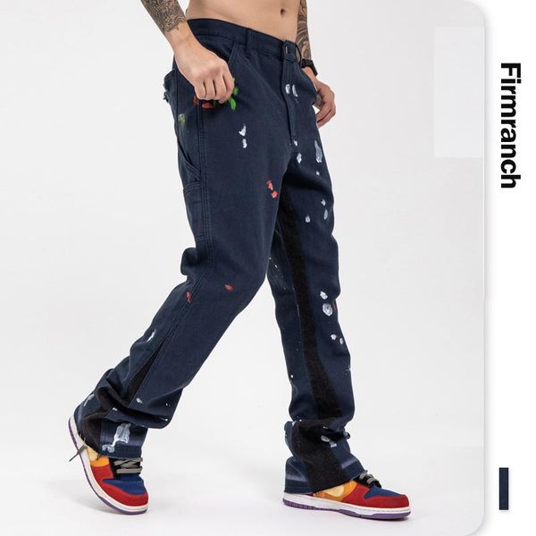 men's jeans graffiti splashed ink for men 2021 wide foot denim homme original pant motorcycle trouse, Blue
men's jeans graffiti splashed ink for men 2021 wide foot denim homme original pant motorcycle trouse, Blue