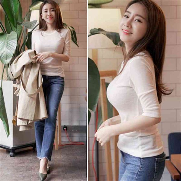 spring autumn micro round collar tight render t-shirt womens tee shirts autumn womens t shirts casual ladies 210420, White
spring autumn micro round collar tight render t-shirt womens tee shirts autumn womens t shirts casual ladies 210420, White