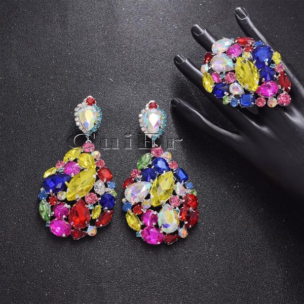 party favor cuier bridal earring ring set sparkly crystal rhinestones wedding stage oversize jewellery drag waterdrop multi color 
party favor cuier bridal earring ring set sparkly crystal rhinestones wedding stage oversize jewellery drag waterdrop multi color