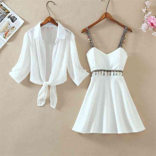 fashion women 2 two pieces sets puff sleeve turn down chiffon shirt + mini short a line beading spaghetti strap dress 210530, White
fashion women 2 two pieces sets puff sleeve turn down chiffon shirt + mini short a line beading spaghetti strap dress 210530, White