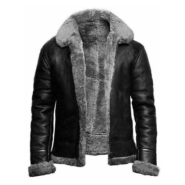 men's fur & faux men pu leather jacket keep warm straight lapel zipper winter coat young fashion casual oversize outwear parkas locomot, Black
men's fur & faux men pu leather jacket keep warm straight lapel zipper winter coat young fashion casual oversize outwear parkas locomot, Black