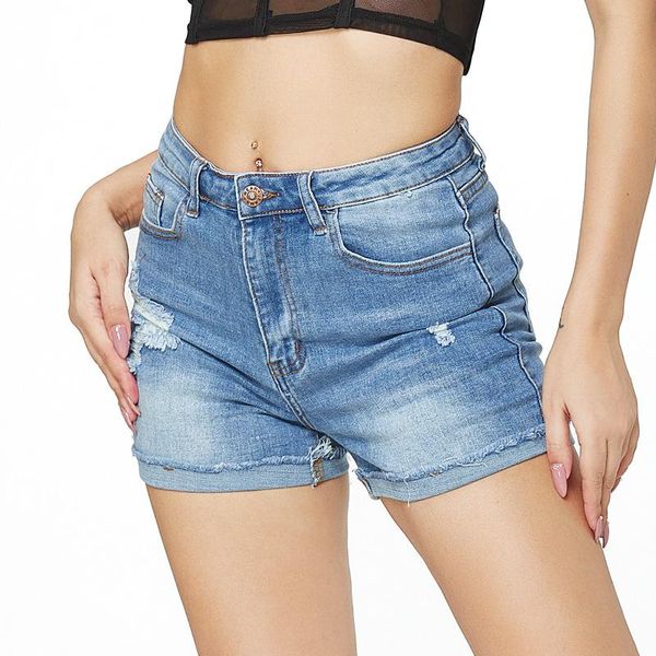 women's jeans 2021 european and american summer solid color worn out shorts large fashion street high waist pants, Blue
women's jeans 2021 european and american summer solid color worn out shorts large fashion street high waist pants, Blue