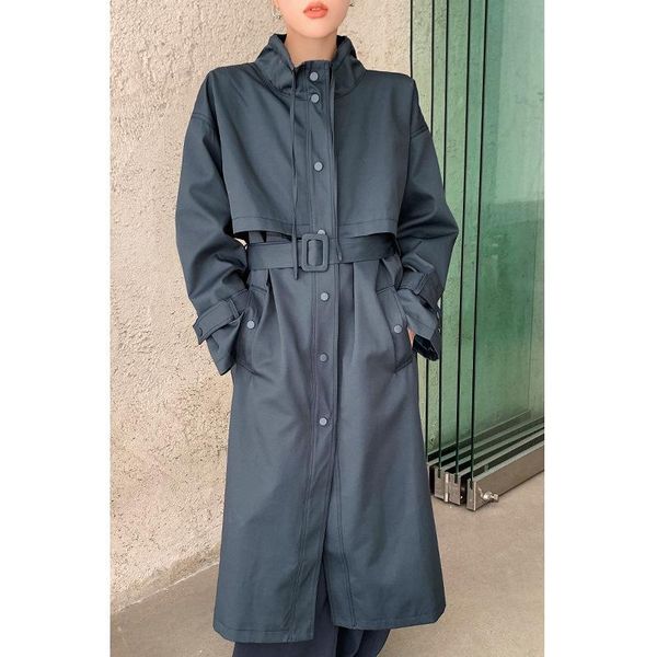 women's trench coats office ladies commuting simple temperament casual windbreaker korean stand-up collar windproof loose long coat, Tan;black
women's trench coats office ladies commuting simple temperament casual windbreaker korean stand-up collar windproof loose long coat, Tan;black