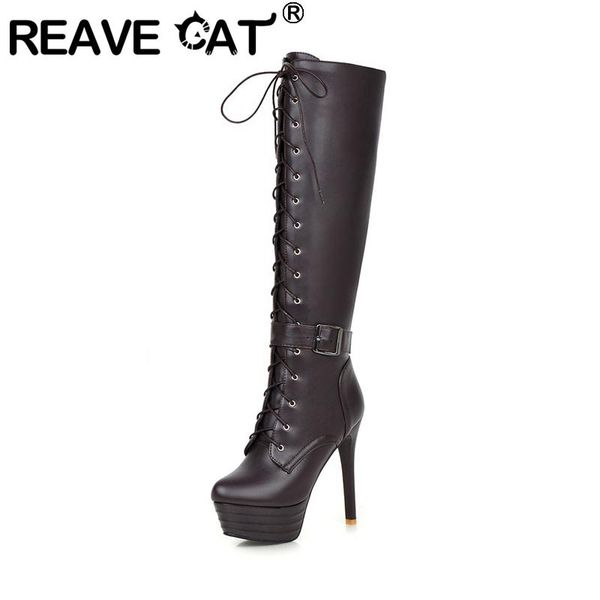 winter ladies knee high boots belt buckle round toe lace up 13cm platforms zip stiletto heel shoes us14 white a4207, Black
winter ladies knee high boots belt buckle round toe lace up 13cm platforms zip stiletto heel shoes us14 white a4207, Black