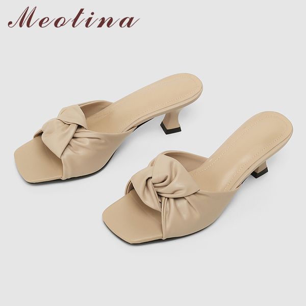 meotina genuine leather sandals square toe slides pleated high heels slippers summer kitten heel ladies footwear black 42 210520
meotina genuine leather sandals square toe slides pleated high heels slippers summer kitten heel ladies footwear black 42 210520