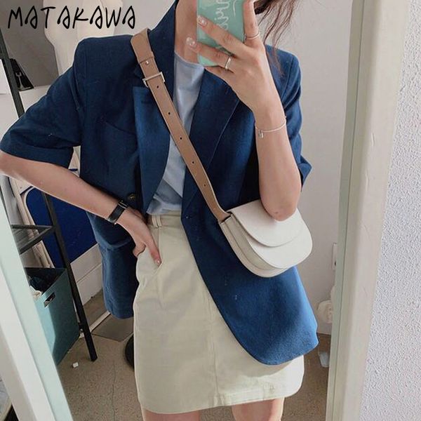 matakawa one button women blazers solid notched blazer feminino korea chic vintage coat short sleeve woman jacket 210513, White;black
matakawa one button women blazers solid notched blazer feminino korea chic vintage coat short sleeve woman jacket 210513, White;black