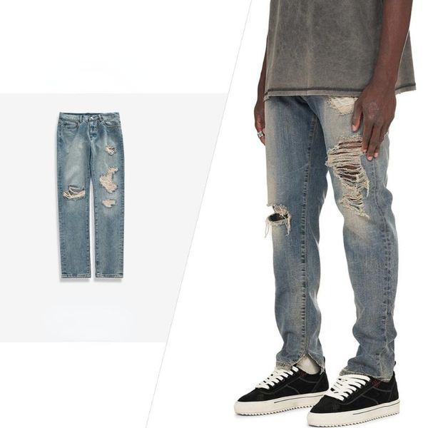 men's jeans autumn and winter high street wash water make old cut mouth damage trousers men women tide, Blue
men's jeans autumn and winter high street wash water make old cut mouth damage trousers men women tide, Blue