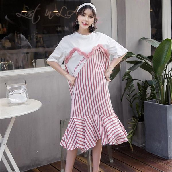 maternity dresses dress summer korean fashion cloth loose long red stripe lace flounce for pregnant women casual party, White
maternity dresses dress summer korean fashion cloth loose long red stripe lace flounce for pregnant women casual party, White