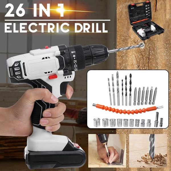 professiona electric drills 26in1 cordless impact drill screwdriver 45n.m torque 21v rechargeable 2-speed power tools +1500mah battery
professiona electric drills 26in1 cordless impact drill screwdriver 45n.m torque 21v rechargeable 2-speed power tools +1500mah battery
