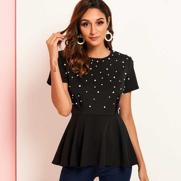 women's t-shirt summer women sweet black t-shirts 2021 splicing wave point o-neck pearl decoration short sleeve x-shaped waist cro, White
women's t-shirt summer women sweet black t-shirts 2021 splicing wave point o-neck pearl decoration short sleeve x-shaped waist cro, White