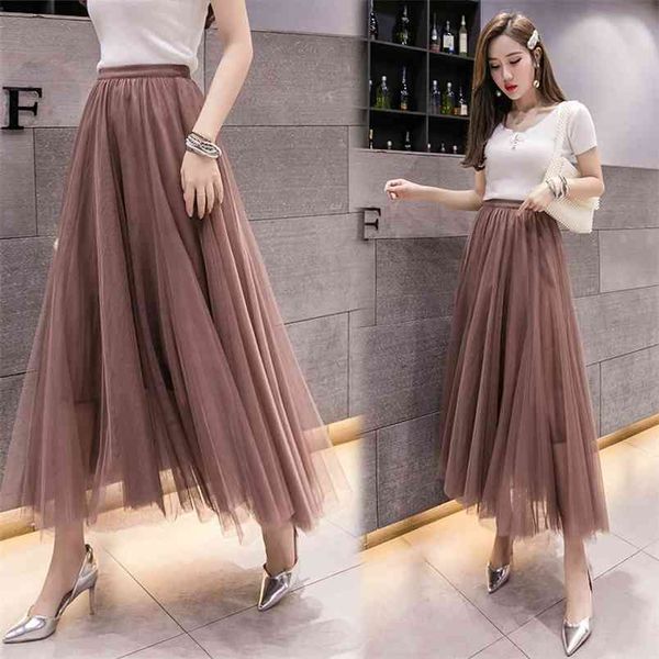 summer elastic high waist thin simple solid casual loose mesh long skirt all-match women pleated 210527, Black
summer elastic high waist thin simple solid casual loose mesh long skirt all-match women pleated 210527, Black