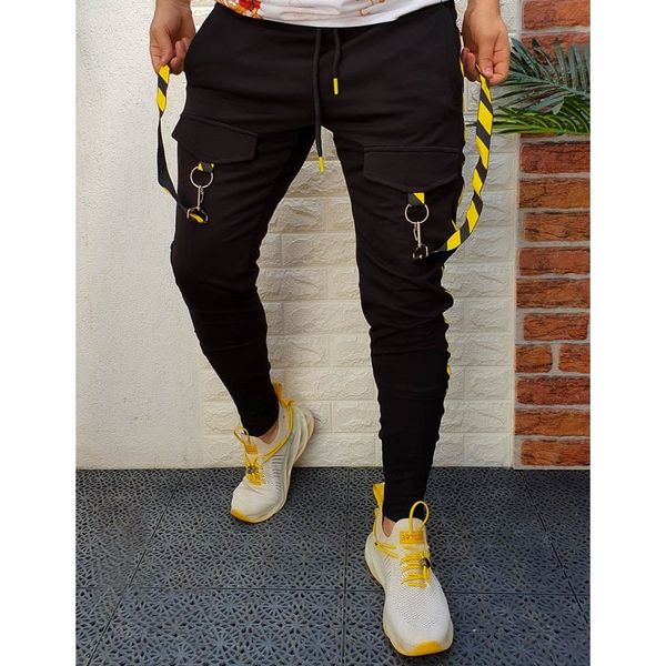 2021 autumn and winter men's casual sports pants color matching hip-hop fitness foot zipper stitching trousers, Black
2021 autumn and winter men's casual sports pants color matching hip-hop fitness foot zipper stitching trousers, Black