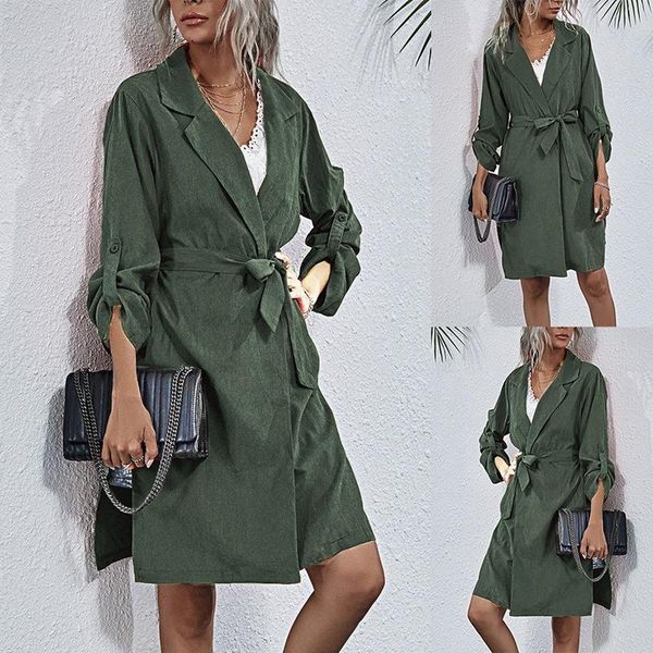 women's trench coats autumn solid color waist belted windbreaker casual fashion office ladies, Tan;black
women's trench coats autumn solid color waist belted windbreaker casual fashion office ladies, Tan;black
