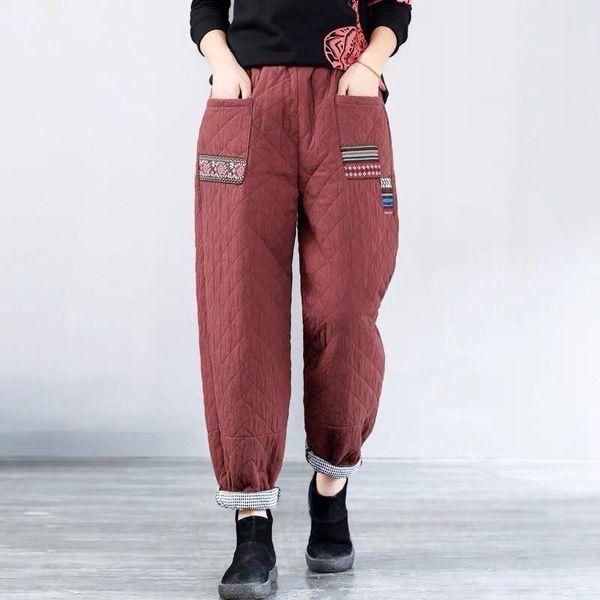 autumn winter arts style womens capris elastic waist 100% cotton harem quilted thicken warm casual loose vintage trousers s527, Black;white
autumn winter arts style womens capris elastic waist 100% cotton harem quilted thicken warm casual loose vintage trousers s527, Black;white