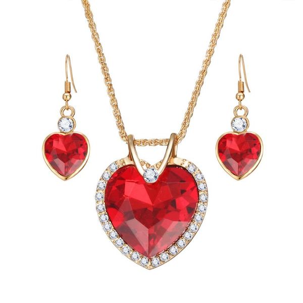 earrings & necklace romantic wedding jewelry sets gold-color chain with rhinestone colorful crystal heart pendant necklaces and drop, Silver
earrings & necklace romantic wedding jewelry sets gold-color chain with rhinestone colorful crystal heart pendant necklaces and drop, Silver