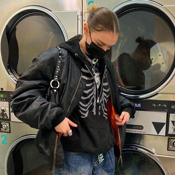 women's jackets rhinestone skull print goth coats grunge 90s vintage y2k gothic hoodies women long sleeve oversized jacket harajuku swe, Black;brown
women's jackets rhinestone skull print goth coats grunge 90s vintage y2k gothic hoodies women long sleeve oversized jacket harajuku swe, Black;brown