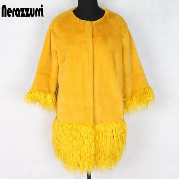 women's fur & faux nerazzurrri yellow light soft coat women 3/4 sleeve fluffy jacket clearance sale items clothing k9ll, Black
women's fur & faux nerazzurrri yellow light soft coat women 3/4 sleeve fluffy jacket clearance sale items clothing k9ll, Black