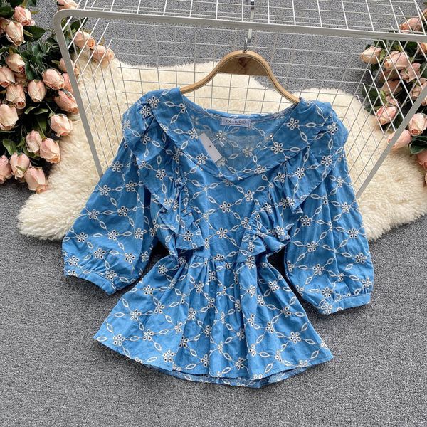 women's knits & tees women fashion short blouse sweet wooden ear slim v neck embroidery sleeve korean doll shirt summer s554, White
women's knits & tees women fashion short blouse sweet wooden ear slim v neck embroidery sleeve korean doll shirt summer s554, White