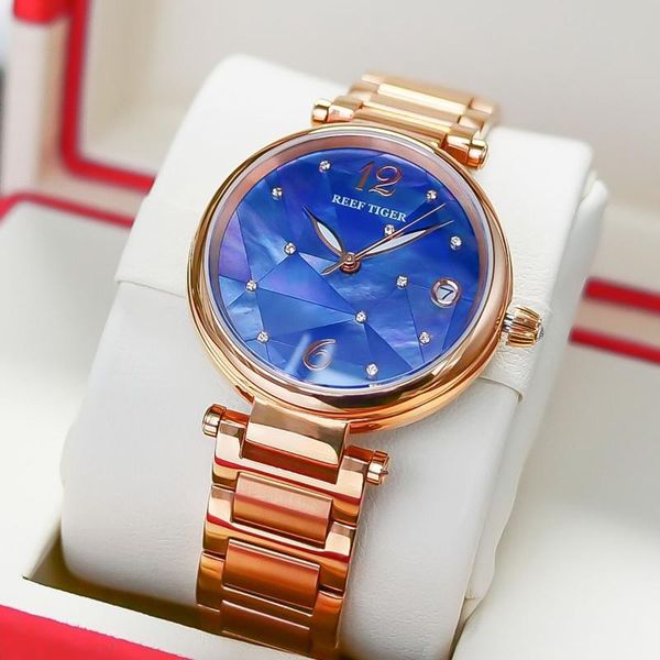 wristwatches reef tiger/rt design luxury stainless steel blue dial automatic watches women rose gold strip watch rga1584, Slivery;brown
wristwatches reef tiger/rt design luxury stainless steel blue dial automatic watches women rose gold strip watch rga1584, Slivery;brown