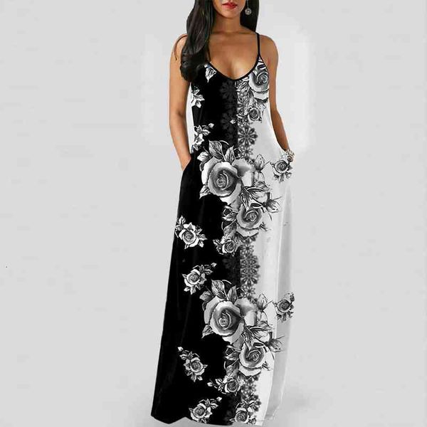 plus size summer robe print womens dress spaghetti strap sleeveless v neck maxi fashion pocket loose slip dresses, Black;gray
plus size summer robe print womens dress spaghetti strap sleeveless v neck maxi fashion pocket loose slip dresses, Black;gray