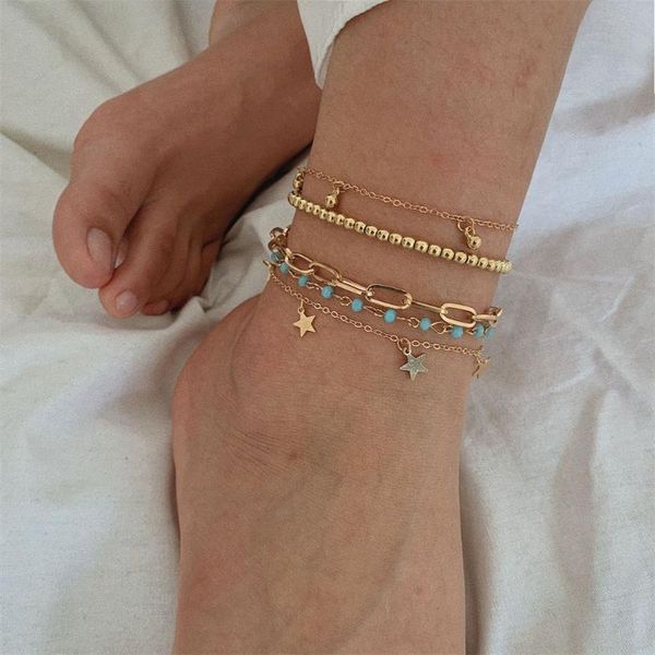 anklets 5 pieces chain women fashion feet jewelry accessories stars leg bracelet female ankle 2021, Red;blue
anklets 5 pieces chain women fashion feet jewelry accessories stars leg bracelet female ankle 2021, Red;blue