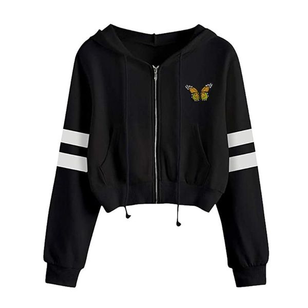 women's hoodies & sweatshirts lose weight white solid color short zipper long sleeve hooded butterfly print for women sweetshirts, Black
women's hoodies & sweatshirts lose weight white solid color short zipper long sleeve hooded butterfly print for women sweetshirts, Black