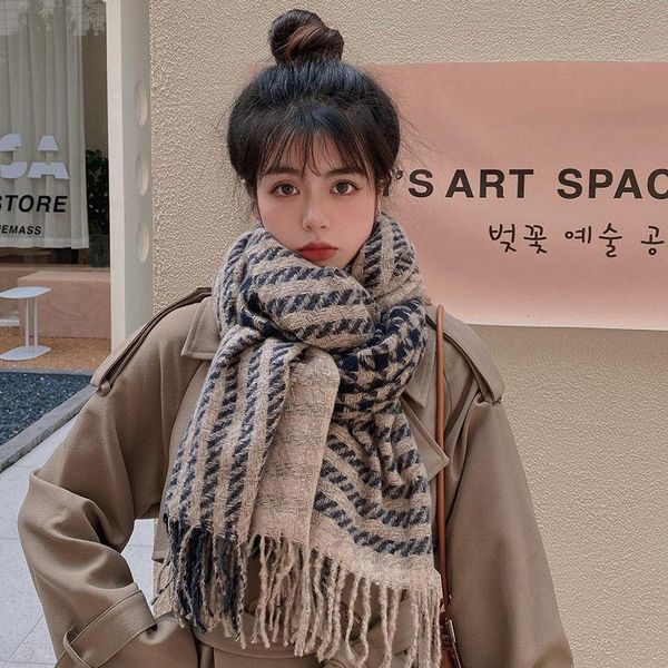 scarves women's winter scarf 2021 long warm houndstooth plaid tassel spring autumn shawl female wrap student harajuku for women, Blue;gray
scarves women's winter scarf 2021 long warm houndstooth plaid tassel spring autumn shawl female wrap student harajuku for women, Blue;gray