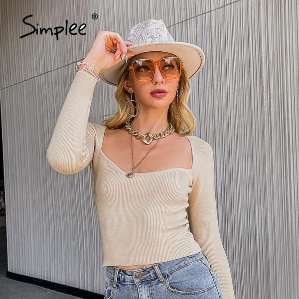 women's sweaters simplee sheath pullover autumn high street solid slim jumper sweater female fashion ladies long sleeve 2021, White;black
women's sweaters simplee sheath pullover autumn high street solid slim jumper sweater female fashion ladies long sleeve 2021, White;black