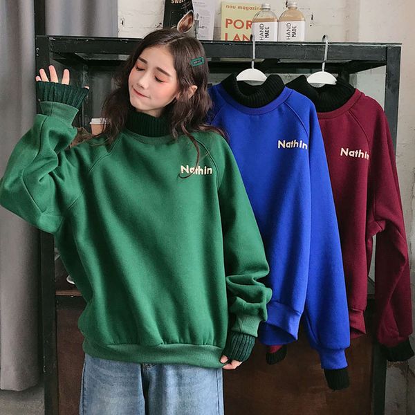 women's sweaters hoodies plush and thickened sweater autumn winter korean version ins loose high collar fake two 0ez4, White;black
women's sweaters hoodies plush and thickened sweater autumn winter korean version ins loose high collar fake two 0ez4, White;black