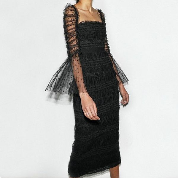 2021 new arrive dot white/black women dress sequins mesh splicing midi dress, Black;gray
2021 new arrive dot white/black women dress sequins mesh splicing midi dress, Black;gray
