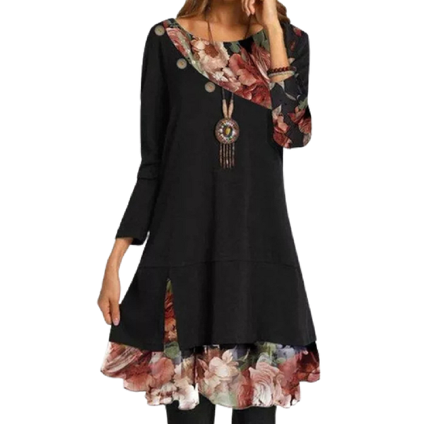 casual dresses autumn women floral print boho dress long sleeve fake two piece loose bohemian patchworked a-line vestidos, Black;gray
casual dresses autumn women floral print boho dress long sleeve fake two piece loose bohemian patchworked a-line vestidos, Black;gray