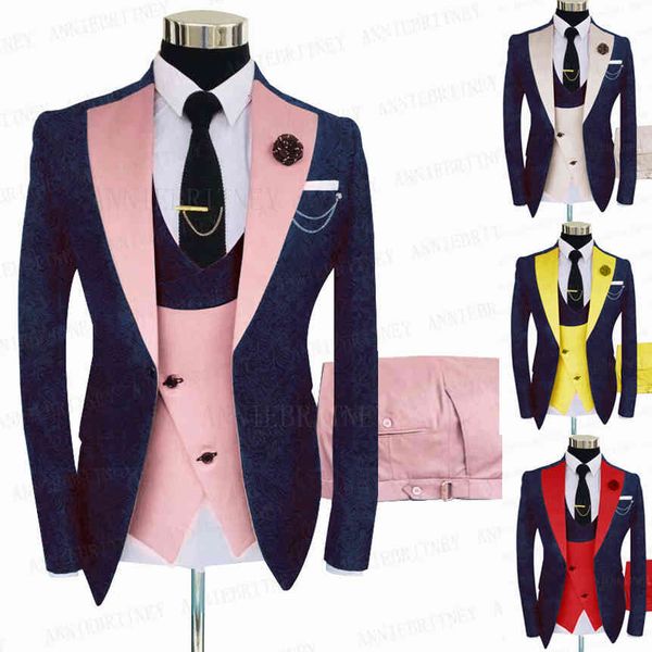 men's suits & blazers 2021 designs jacquard navy blue men 3 piece formal business blazer man groom wedding tuxedo jacket vest pant, White;black
men's suits & blazers 2021 designs jacquard navy blue men 3 piece formal business blazer man groom wedding tuxedo jacket vest pant, White;black