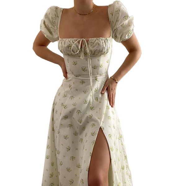 party dresses summer floral printed high split puff sleeves women dress vintage off shoulder zipper long robe streetwear, White;black
party dresses summer floral printed high split puff sleeves women dress vintage off shoulder zipper long robe streetwear, White;black