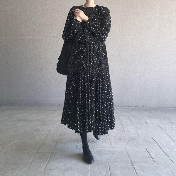 casual dresses women dot sprint autumn pleated long sleeve female loose a line vestidos, Black;gray
casual dresses women dot sprint autumn pleated long sleeve female loose a line vestidos, Black;gray