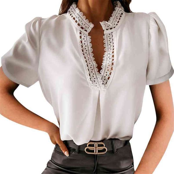 summer slim t-shirts women fashion hollow out design lace patchwork v-neck short sleeve solid color ladies pullover t-shirt 210522, White
summer slim t-shirts women fashion hollow out design lace patchwork v-neck short sleeve solid color ladies pullover t-shirt 210522, White
