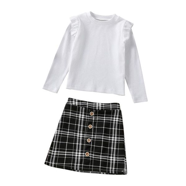 clothing sets toddler baby girl 2 pcs outfits,ribbed sleeve knit pullover + plaid skirt with buttons spring fall outfits, White
clothing sets toddler baby girl 2 pcs outfits,ribbed sleeve knit pullover + plaid skirt with buttons spring fall outfits, White