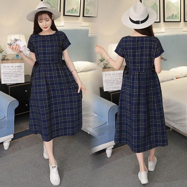 maternity dresses clothes summer pragnancy korean version loose short sleeve large size plaid belt dress women elegant, White
maternity dresses clothes summer pragnancy korean version loose short sleeve large size plaid belt dress women elegant, White