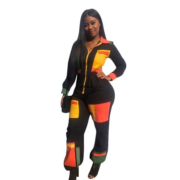 women's jumpsuits & rompers casual design jumpsuit long sleeve patchwork turn down collar zipper romper women overalls body femme, Black;white
women's jumpsuits & rompers casual design jumpsuit long sleeve patchwork turn down collar zipper romper women overalls body femme, Black;white