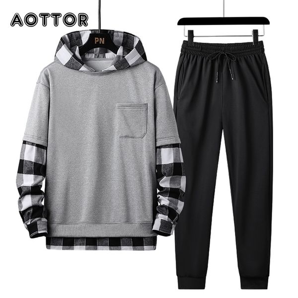 spring autumn mens set tracksuit men plaid patchwork hoodies + pants 2 pieces set fashion studen sports suit streetwear 4xl 210722, Gray
spring autumn mens set tracksuit men plaid patchwork hoodies + pants 2 pieces set fashion studen sports suit streetwear 4xl 210722, Gray
