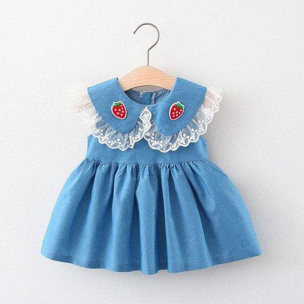 girl's dresses baby girl summer dress collar lace cherry and strawberry embroidery denim princess, Red;yellow
girl's dresses baby girl summer dress collar lace cherry and strawberry embroidery denim princess, Red;yellow