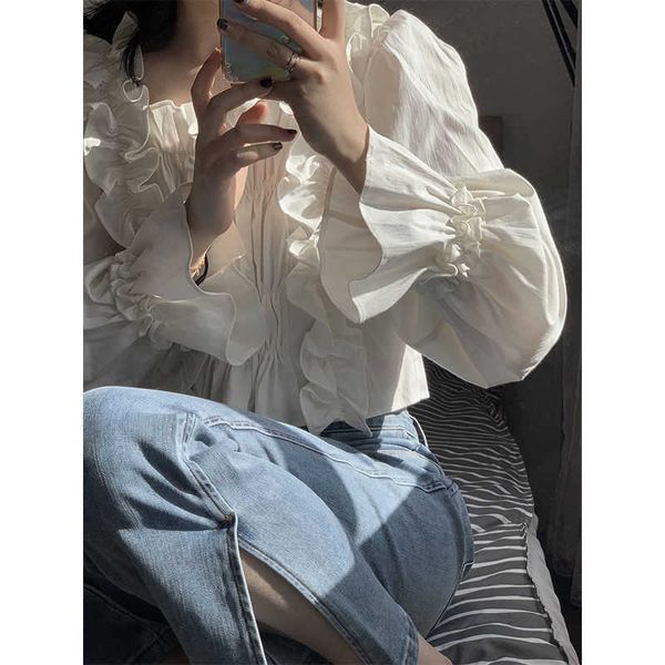 women's knits & tees elegant blouse and tos woman long sleeve square collar blouses office lady summer shirts female krean style s, White 
women's knits & tees elegant blouse and tos woman long sleeve square collar blouses office lady summer shirts female krean style s, White