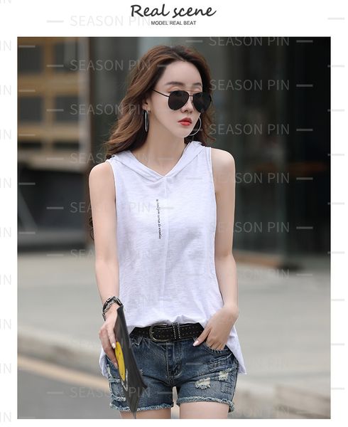 women's tanks & camis sleeveless sweater cotton fashion hooded vest pure t-shirt waistcoat hoodie8002, White
women's tanks & camis sleeveless sweater cotton fashion hooded vest pure t-shirt waistcoat hoodie8002, White