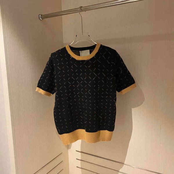 2022 factory wholesale new color contrast coffee round neck knit slim fit t-shirt elastic black jacquard short girls fashion half sleeve liv, White
2022 factory wholesale new color contrast coffee round neck knit slim fit t-shirt elastic black jacquard short girls fashion half sleeve liv, White