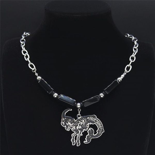 pendant necklaces caricorn black natural stone beads stainless steel bead silver color chain necklace jewelry collar n4085s03
pendant necklaces caricorn black natural stone beads stainless steel bead silver color chain necklace jewelry collar n4085s03
