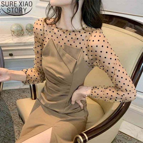 dot mesh dresses women fake two-piece polka stitching for spring high waist split vestidos 13071 210506, Black;gray
dot mesh dresses women fake two-piece polka stitching for spring high waist split vestidos 13071 210506, Black;gray